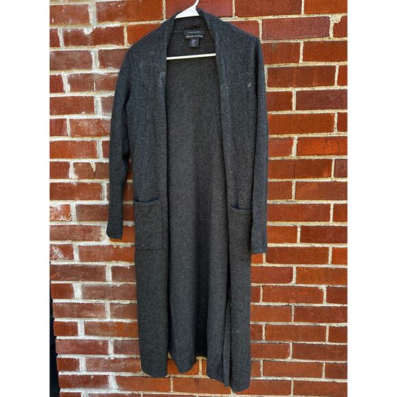 Tahari Pure Luxe 100 percent Cashmere Long Cardigan Women’s XS Charcoal Gray - Picture 1 of 5